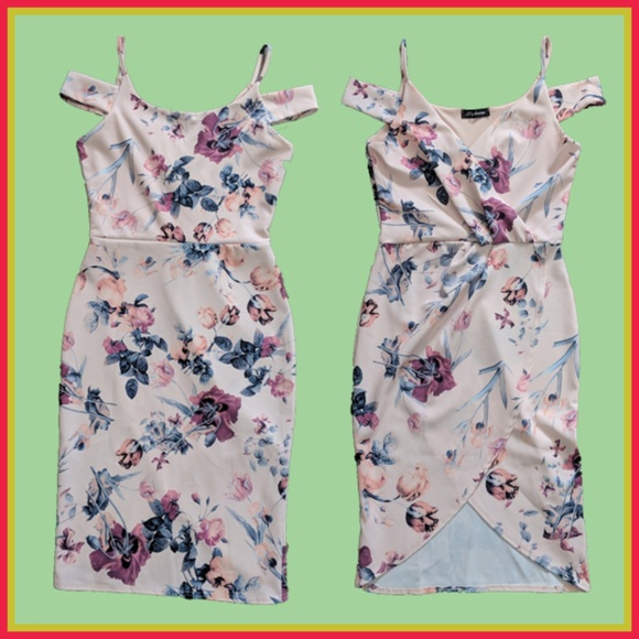 NWOT - Floral Cold Shoulder Dress - Picture 2 of 2